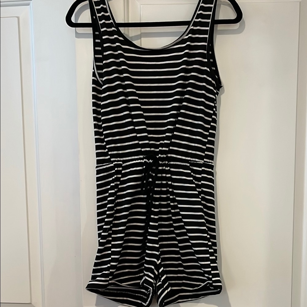 Black and White Striped Kids One Piece